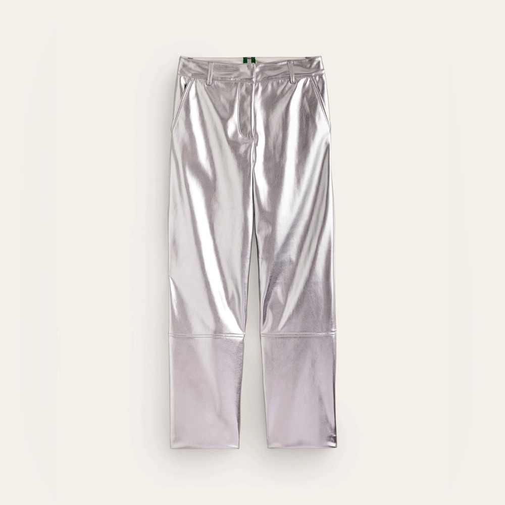 Boden Tapered PU Trousers in silver Brand new with tags